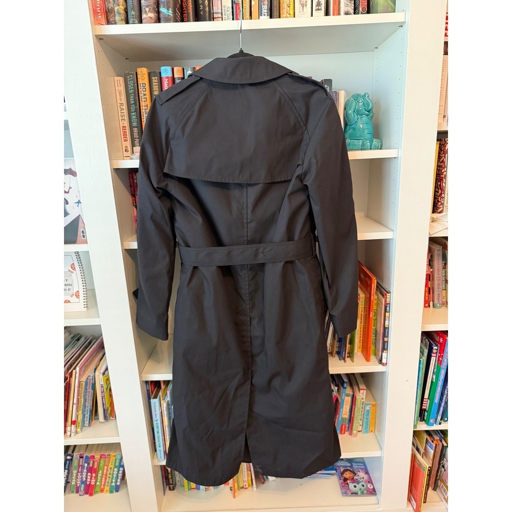 Black Trench Coat Women 6L Military - Picture 2 of 4